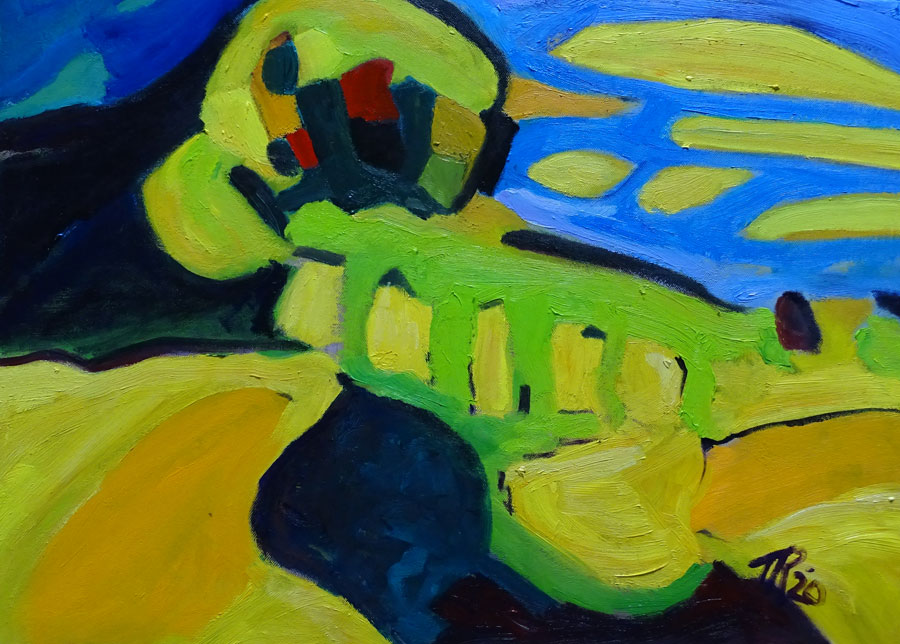 Bildtitel Ölbild, aufgerollte Landschaft